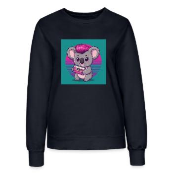 Cute Koala with Cassette - 80s Vibes - Women’s Sweatshirt - french navy - Front - AI Model Female 172 light (172cm)