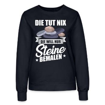 Die tut nix die will nur Steine bemalen steine - Frauen Sweatshirt - Navy - Vorne - AI Model Female 172 light (172cm)