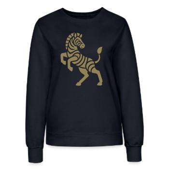 Zebra Silhouette Kunststück Minimal Design - Frauen Sweatshirt - Navy - Vorne - AI Model Female 172 light (172cm)