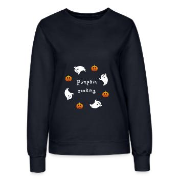 Pumpkin cooking, women's halloween pregnancy t-shirt - Women’s Sweatshirt - french navy - Front - AI Model Female 172 light (172cm)