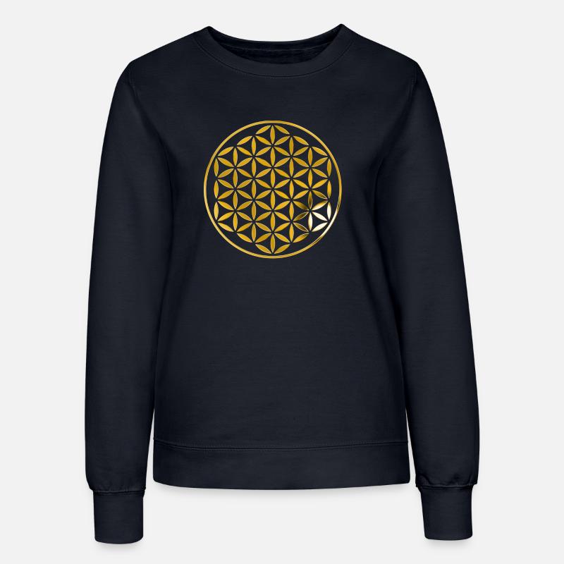 blomsten af liv 1 - guld stempel - Sweatshirt til damer - navy
