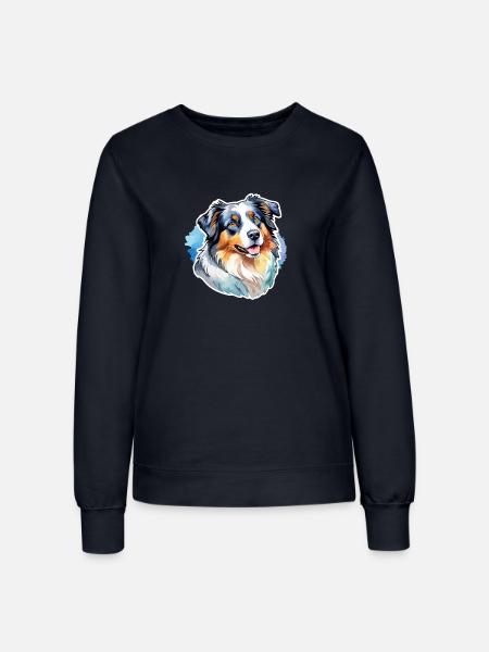 Australian Shepherd Watercolors - Women’s Sweatshirt - french navy