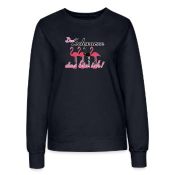 Schwarzer Flamingo, Fun, Tiere, Sprüche, Geschenk - Frauen Sweatshirt - Navy - Vorne - AI Model Female 172 light (172cm)
