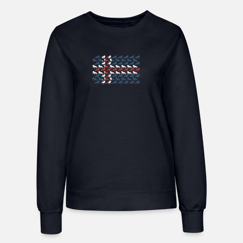 Tricolor horses in a repeating pattern - Women’s Sweatshirt - french navy