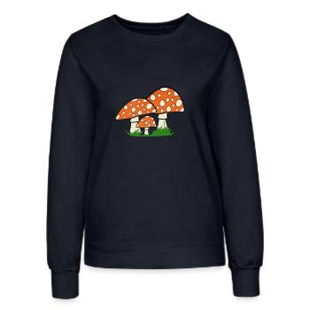 naturgrafik, Fliegenpilze, tolle Waldmotive - Frauen Sweatshirt - Navy - Vorne - AI Model Female 172 light (172cm)