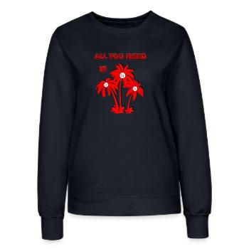 Vivid Valentine's Day Palm Tree Illustration - Women’s Sweatshirt - french navy - Front - AI Model Female 172 light (172cm)