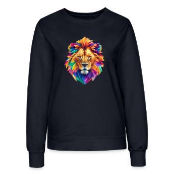 Löwenkopf - Frauen Sweatshirt - Navy - Vorne - AI Model Female 172 light (172cm)