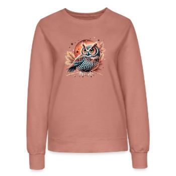 hibou_ niedliche Eule - Frauen Sweatshirt - Altrosa - Vorne - AI Model Female 172 dark (172cm)