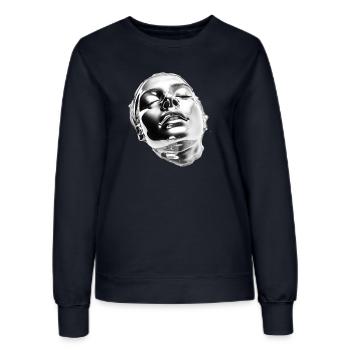 Portrait chromé liquide - Sweat Femme - marine - Devant - AI Model Female 172 light (172cm)