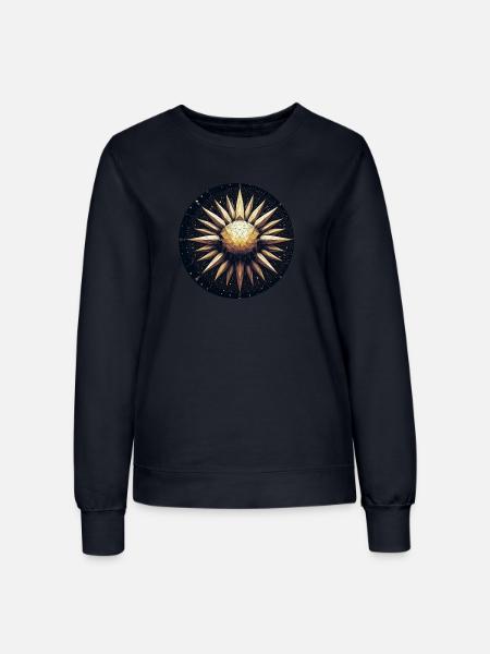 Goldene Sonne mit Strahlen Galaxie - Frauen Sweatshirt - Navy