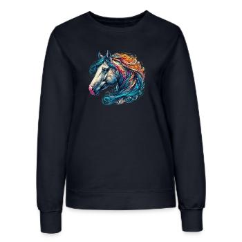 Pferd - Frauen Sweatshirt - Navy - Vorne - AI Model Female 172 light (172cm)