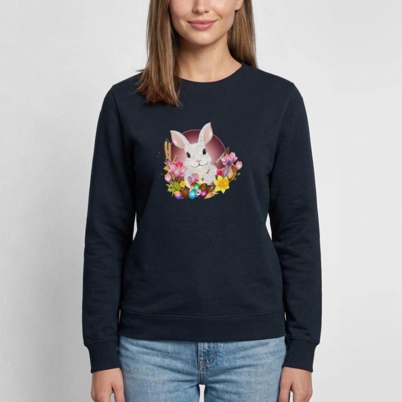 white rabbit with easter eggs as easter bunny Women’s Sweatshirt