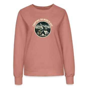 Camping auf der Welt aus - Frauen Sweatshirt - Altrosa - Vorne - AI Model Female 172 dark (172cm)