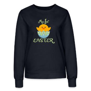 Joyeuses Pâques Premier poussin de Pâques - Sweat Femme - marine - Devant - AI Model Female 172 light (172cm)