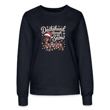 Julegravhund gennem sneen - Sweatshirt til damer - navy - Foran - AI Model Female 172 light (172cm)