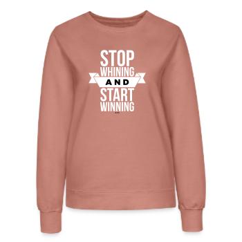 Arrête de te plaindre, commence à gagner - Motivation White - Sweat Femme - rose poudré - Devant - AI Model Female 172 dark (172cm)