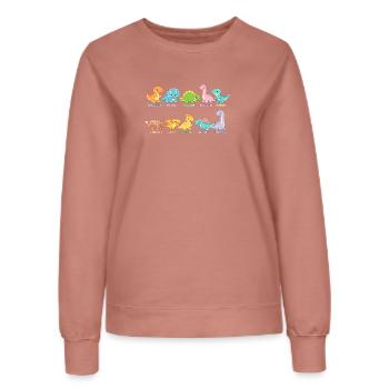 Colorful dinosaur troupe Cute dinosaurs - Women’s Sweatshirt - dusky rose - Front - AI Model Female 172 dark (172cm)