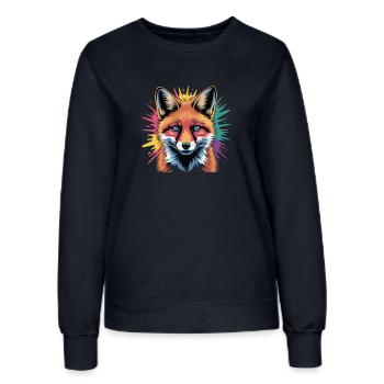  Roter Fuchs Kopf Mit Blauen Augen Bunter - Frauen Sweatshirt - Navy - Vorne - AI Model Female 172 light (172cm)