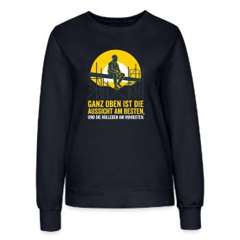 Gerüstbau, Aussicht, Handwerk Design - Frauen Sweatshirt - Navy - Vorne - AI Model Female 172 light (172cm)