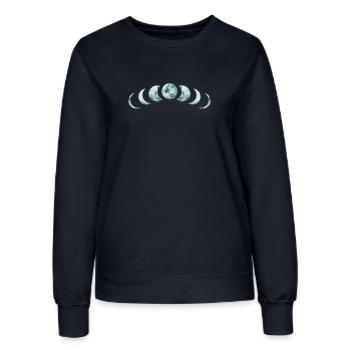 Mondphasen Mystisches Lunar Design - Frauen Sweatshirt - Navy - Vorne - AI Model Female 172 light (172cm)