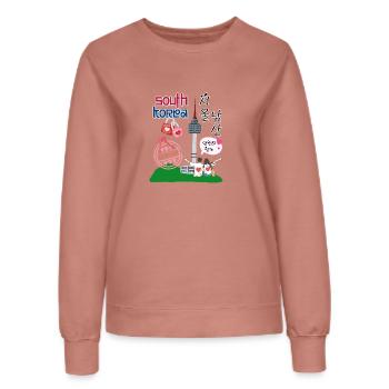Seoul Love – Namsan Tower Couple Design - Sweat Femme - rose poudré - Devant - AI Model Female 172 dark (172cm)