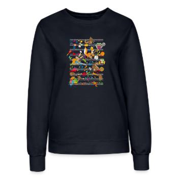 Konzert der Tiere - niedliche Tiere auf Notenblatt - Frauen Sweatshirt - Navy - Vorne - AI Model Female 172 light (172cm)