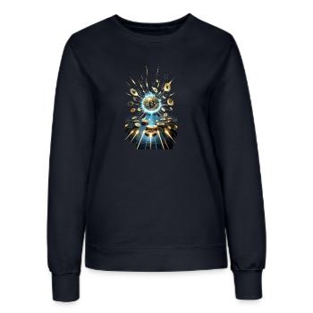 Bitcoin Explosion Digital Art Design - Women’s Sweatshirt - french navy - Front - AI Model Female 172 light (172cm)