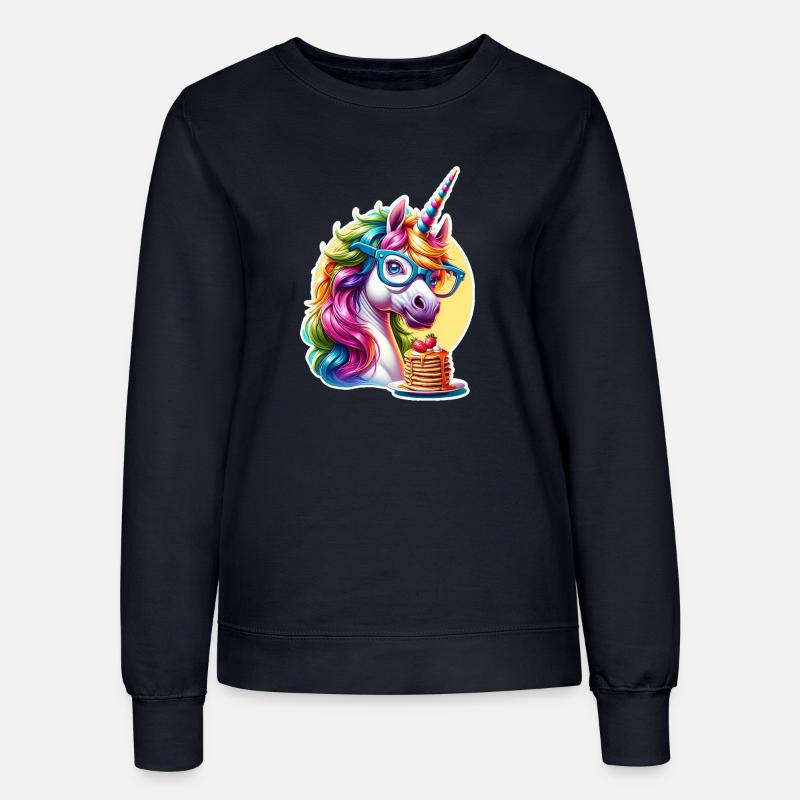 Rainbow Unicorn with Glasses - Women’s Sweatshirt - french navy