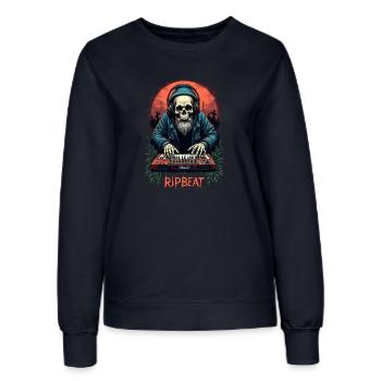 RIPBEAT: Skelett mit einem Synthesizer - Frauen Sweatshirt - Navy - Vorne - AI Model Female 172 light (172cm)