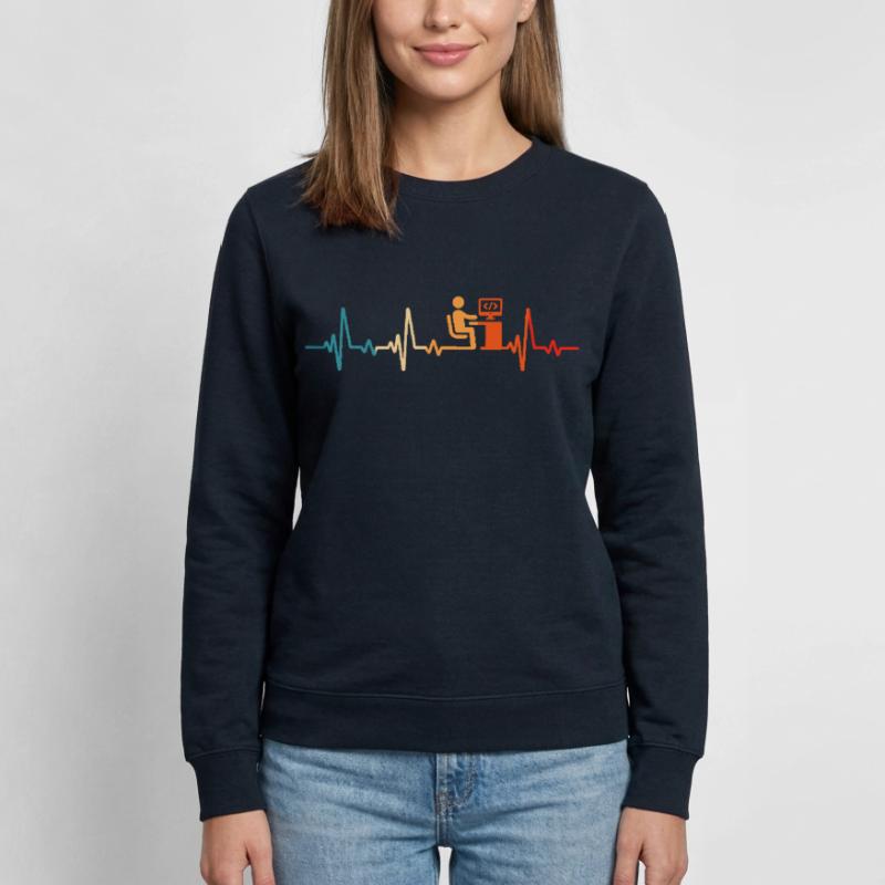 Programmierer Retro Herzschlag Informatiker code Frauen Sweatshirt