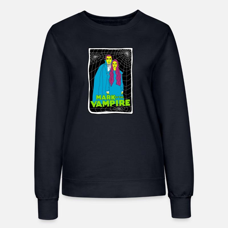 Vampire Duo with Spiderweb Background - Women’s Sweatshirt - french navy