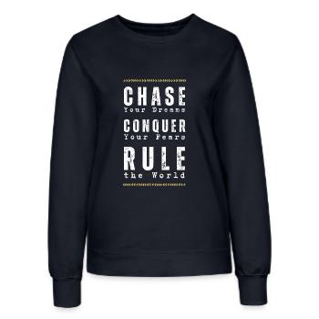 Chase Your Dreams - Besiege deine Angst (Blattgold) - Frauen Sweatshirt - Navy - Vorne - AI Model Female 172 light (172cm)