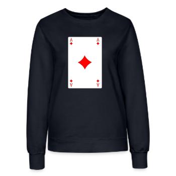 Karo-Ass Spielkarte - Frauen Sweatshirt - Navy - Vorne - AI Model Female 172 light (172cm)