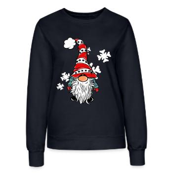 Weihnachts Wichtel mit Schneeflocken - Frauen Sweatshirt - Navy - Vorne - AI Model Female 172 light (172cm)