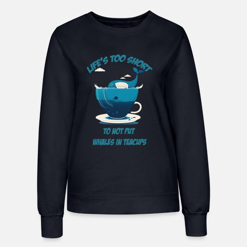 Whale in teacup with lettering - Women’s Sweatshirt - french navy