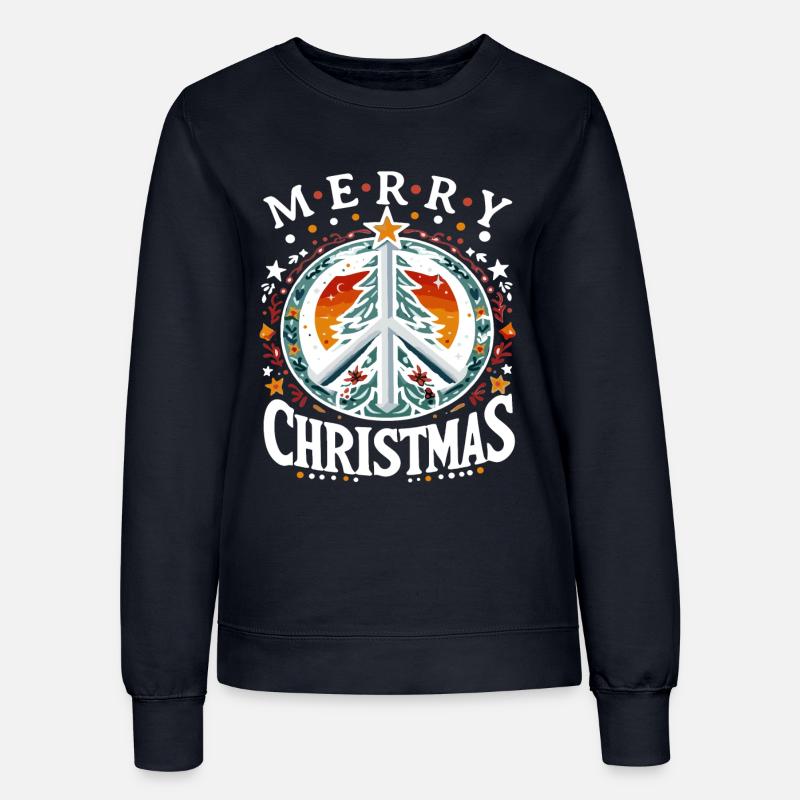 Merry Christmas Peace Christmas Tree - Women’s Sweatshirt - french navy