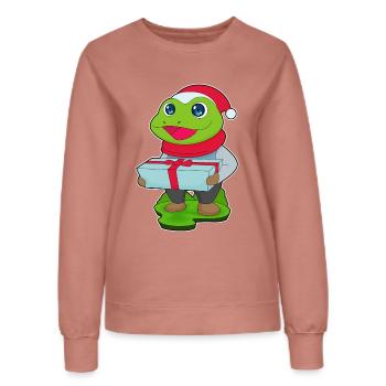 Frog Christmas Package - Women’s Sweatshirt - dusky rose - Front - AI Model Female 172 dark (172cm)