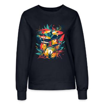 Drum Set Illustration - Frauen Sweatshirt - Navy - Vorne - AI Model Female 172 light (172cm)
