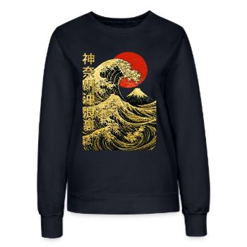 Grande Vague Dorée Kanagawa - Hokusai Japonais - Sweat Femme - marine - Devant - AI Model Female 172 light (172cm)