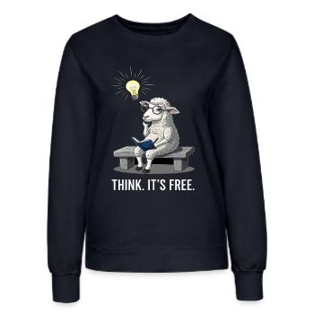 Denkendes Schaf - Freiheit  - Frauen Sweatshirt - Navy - Vorne - AI Model Female 172 light (172cm)