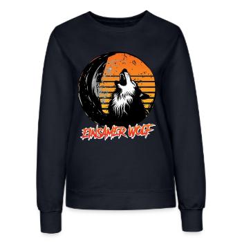 Wolf Spirit LONE WOLF Retro Funny - Women’s Sweatshirt - french navy - Front - AI Model Female 172 light (172cm)