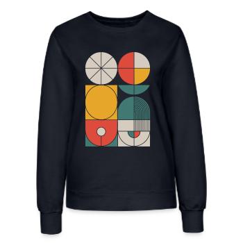 Bauhaus Geometrische Formen Komposition - Frauen Sweatshirt - Navy - Vorne - AI Model Female 172 light (172cm)