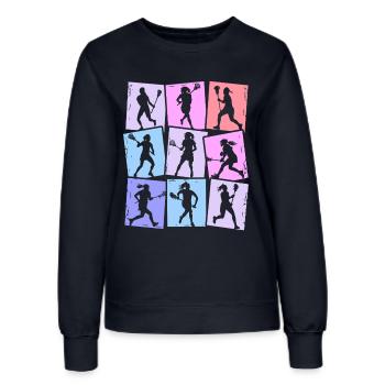Lacrosse Spieler Bunt Kinder Mädchen Lacrosse - Frauen Sweatshirt - Navy - Vorne - AI Model Female 172 light (172cm)