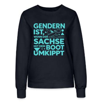 Une botte saxonne de genre renverse la blague sur le dialecte - Sweat Femme - marine - Devant - AI Model Female 172 light (172cm)