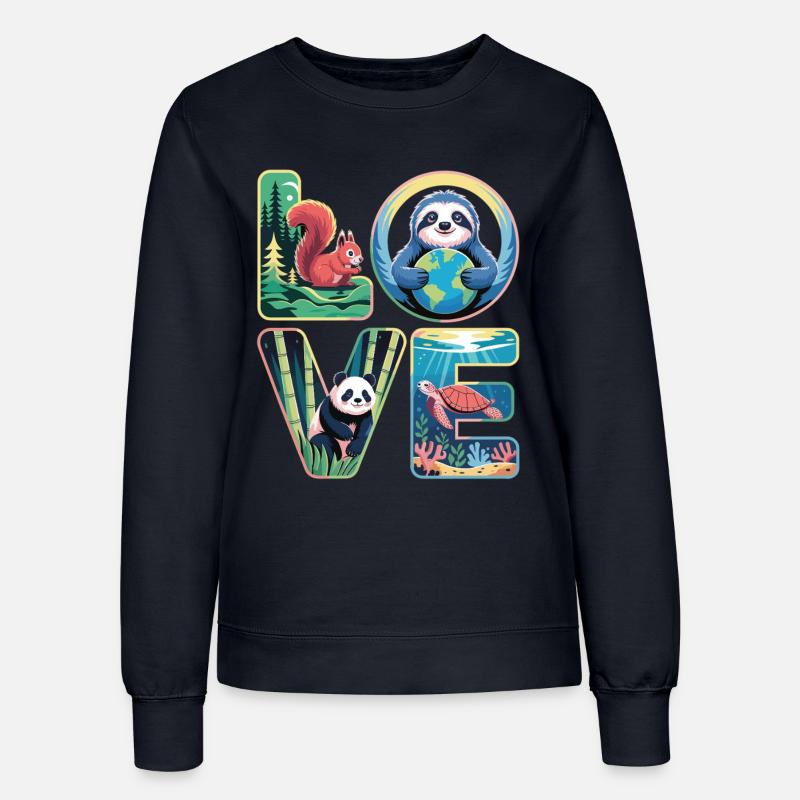 LOVE Nature Animals Panda Sloth Turtle - Women’s Sweatshirt - french navy