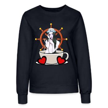 Kaffee Pause Seemann Matrosen Mädchen maritim Moin - Frauen Sweatshirt - Navy - Vorne - AI Model Female 172 light (172cm)