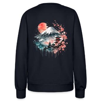 Aquarelle de la pagode Fuji Sakura - Sweat Femme - marine - Dos - AI Model Female 172 light (172cm)