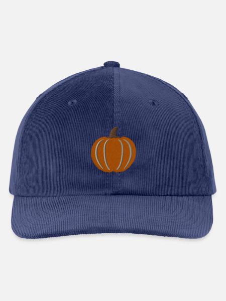 Kürbis bestickt - Bestickte Cord Cap - mittel Navy