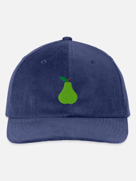 Birne bestickt - Bestickte Cord Cap - mittel Navy