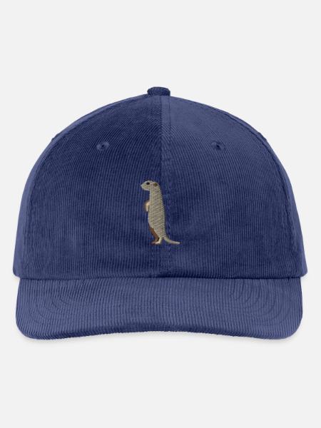 Erdmännchen bestickt - Bestickte Cord Cap - mittel Navy